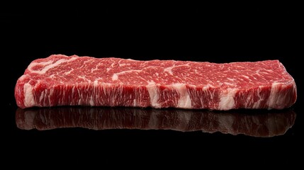 Fresh Raw Beef Steak on Black Background for Culinary Use