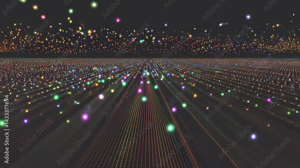 Poster colorful lights create mesmerizing visual effect in vibrant digital landscape, inviting exploration 