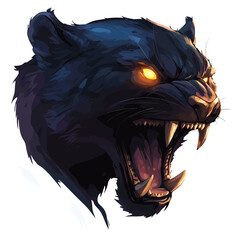 Fierce roaring black panther illustration