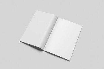 Blank A4 color open page magazine or brochure 3D mockup