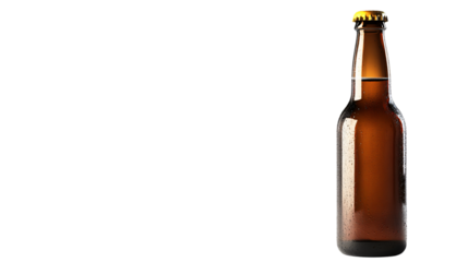 Clear Bottle of Beer Isolated on White Background