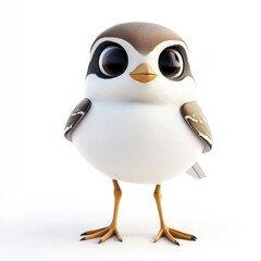 Obraz premium cute cartoon Little Ringed Plover character 3D render isolated on white background