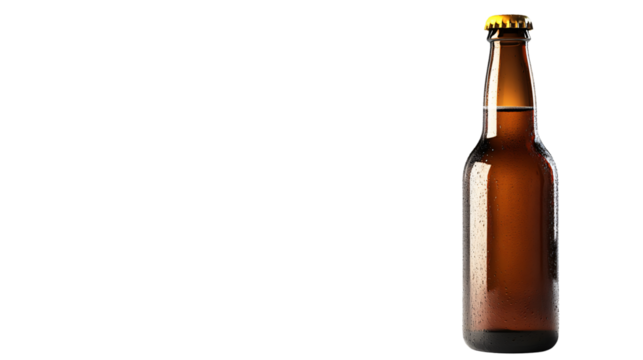 Clear Bottle of Beer Isolated on White Background