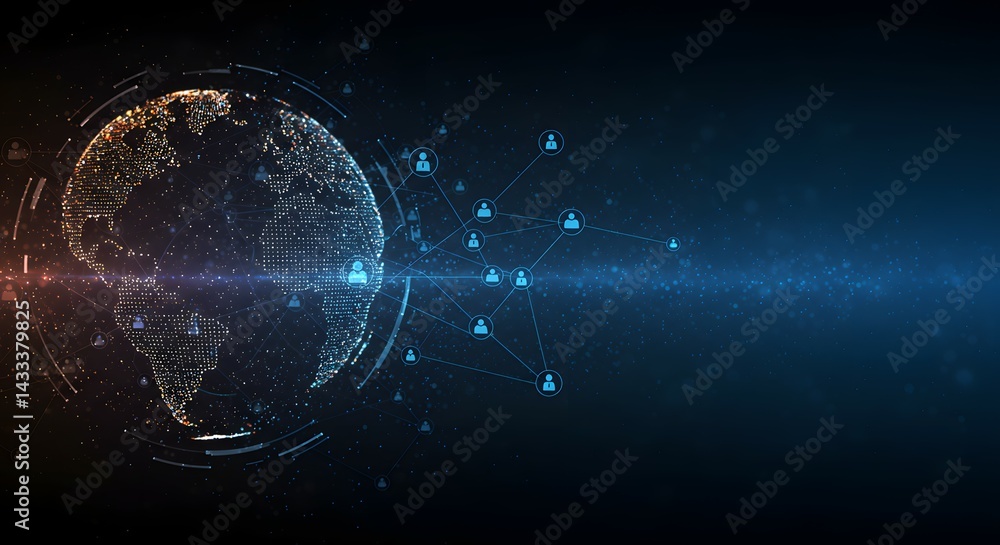 Poster global network connection a visual representation of worldwide interconnectivity