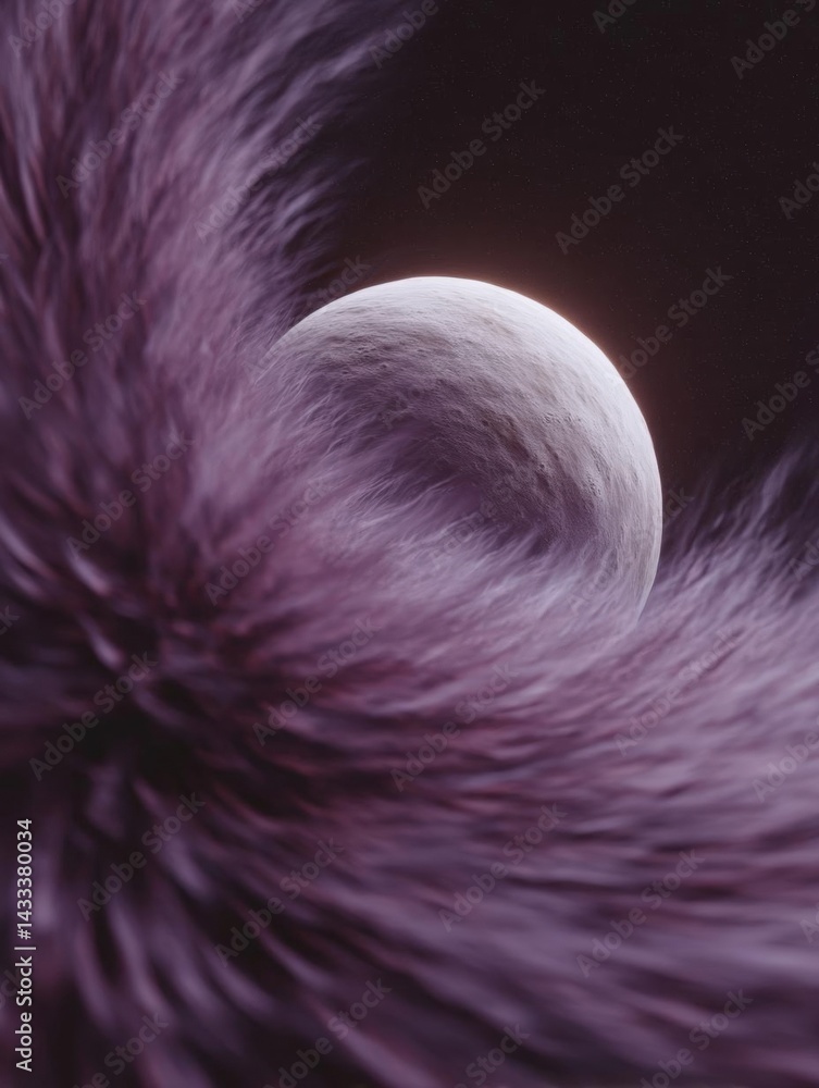 Poster digital art piece that appears to be a close-up of a planet or a celestial object. the planet is in 