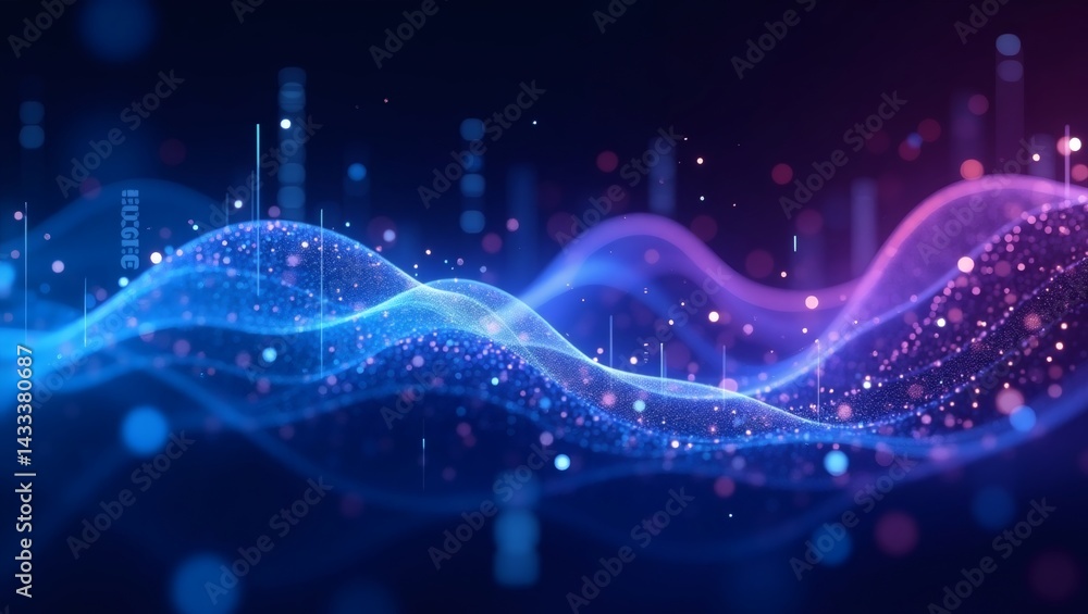 Aufkleber abstract data visualization in shades of blue and purple, representing data streams