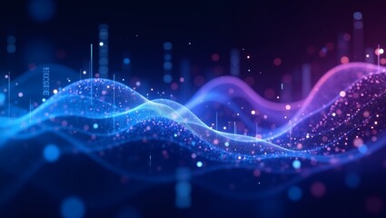 Abstract Data Visualization in shades of Blue and Purple, representing data streams