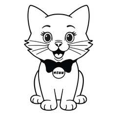 Cat line art vector and cat silhouette design or Black cat vector and line art design.