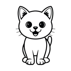 Cat line art vector and cat silhouette design or Black cat vector and line art design.