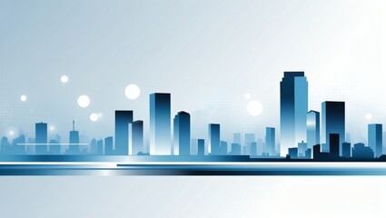 City skyline silhouettes and light. The illustration captures the essence of urban life, filled with tall buildings and a touch of modernism