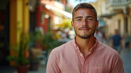 Obraz premium Young man outdoors, urban setting