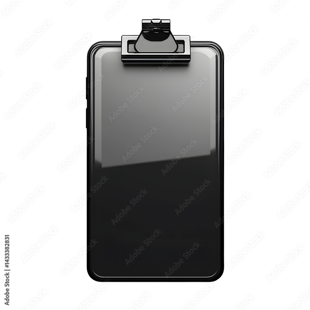 Poster a simple monochrome clipboard with soft rounded corners centered on a clean white background creatin