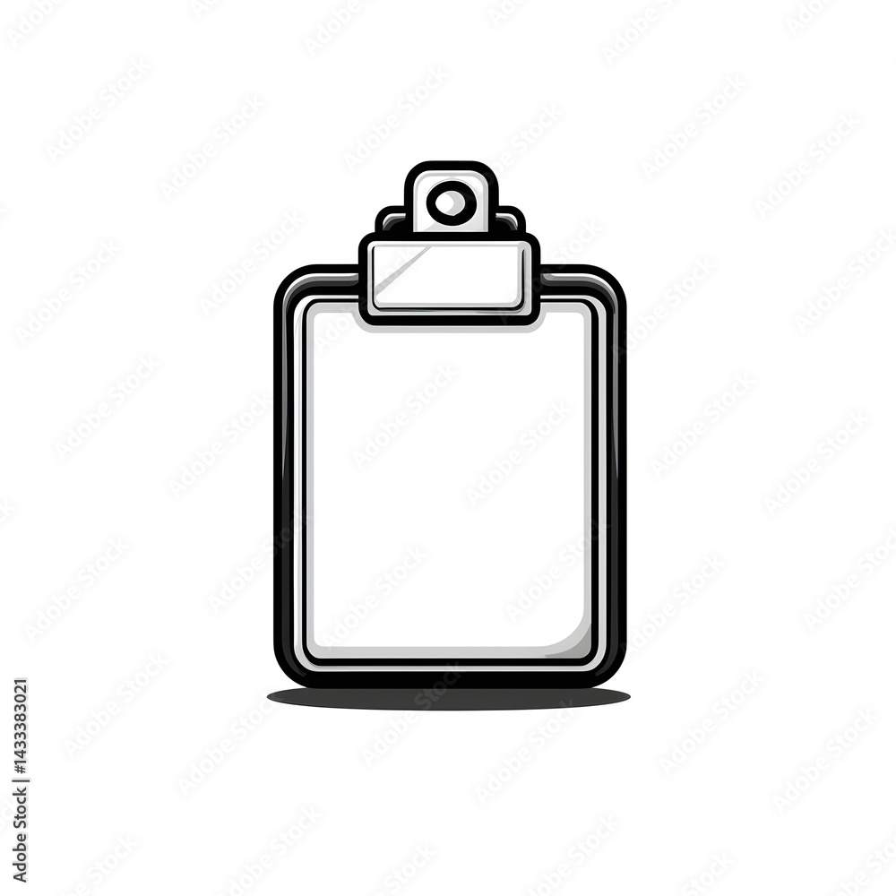 Aufkleber a simple monotone black graphic of a minimalist clipboard with soft rounded corners centered on a pu