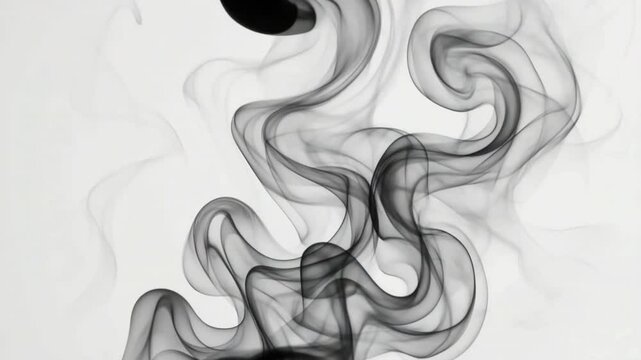Intriguing plumes of shadowy smoke elegantly swirl and dance against a bright backdrop, creating a visually captivating abstract image