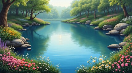 Fototapeta premium Peaceful Oasis: Greenery's Embrace