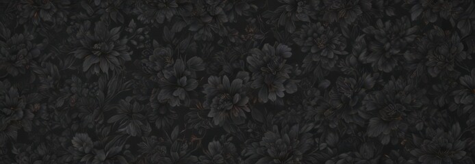 Fototapeta premium Abstract charcoal floral wallpaper Dark, seamless botanical pattern, sophisticated design , vintage, pattern, organic
