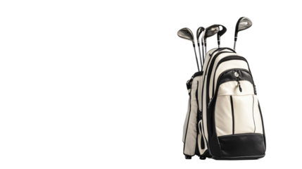 Professional Golf Bag and Clubs on White Background