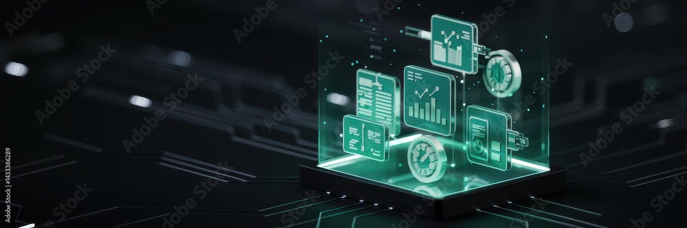 Aufkleber holographic data visualization on a digital device