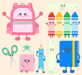 학용품 캐릭터 일러스트