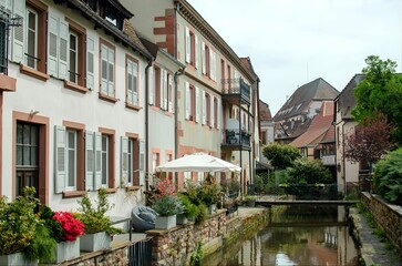 Picturesque Street and Canal in Alsace, Wissembourg,  France