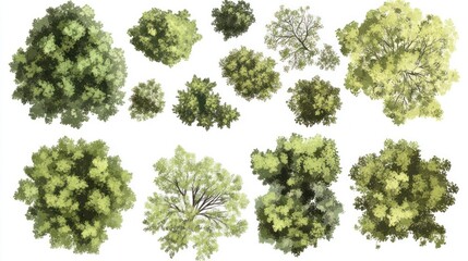 Obraz premium Aerial view of various treetops; landscape design