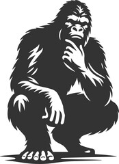 Vector silhouette of a bigfoot