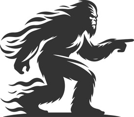 Vector silhouette of a bigfoot