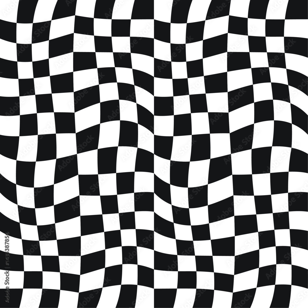 Poster Flag is rendered in a simple, flat style with alternating black and white squares. The squares are slightly distorted, giving the impression of the flag waving in the wind.