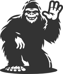 Vector silhouette of a bigfoot