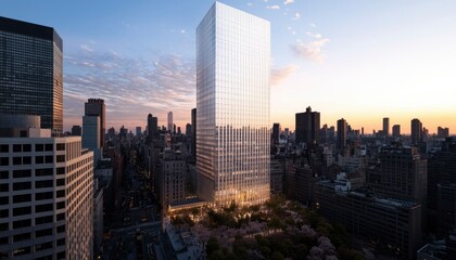 Modern skyscraper in urban setting