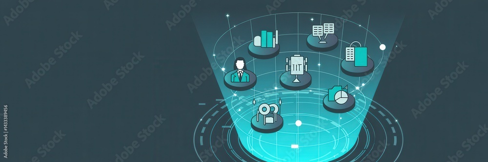 Poster interactive network of interconnected business elements