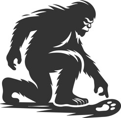 Vector silhouette of a bigfoot