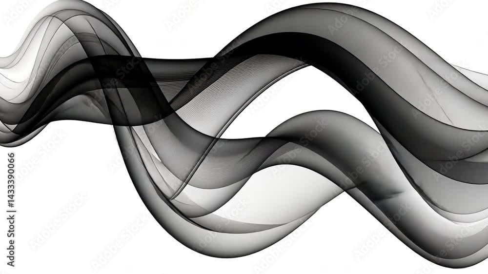 Poster flowing abstract design smooth, wavy lines in black and white create movement and elegance, showcasi