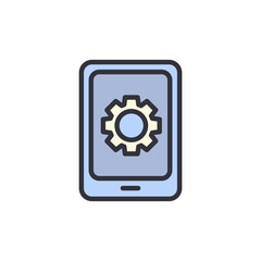 Mobile setting colored icons, minimalist vector illustration ,simple transparent graphic element .Isolated on white background