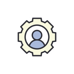 User setting colored icons, minimalist vector illustration ,simple transparent graphic element .Isolated on white background