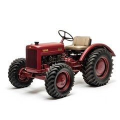 Obraz premium Vintage Red Tractor on White. (2)
