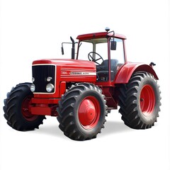 Obraz premium Red Vintage Tractor on White. (1)