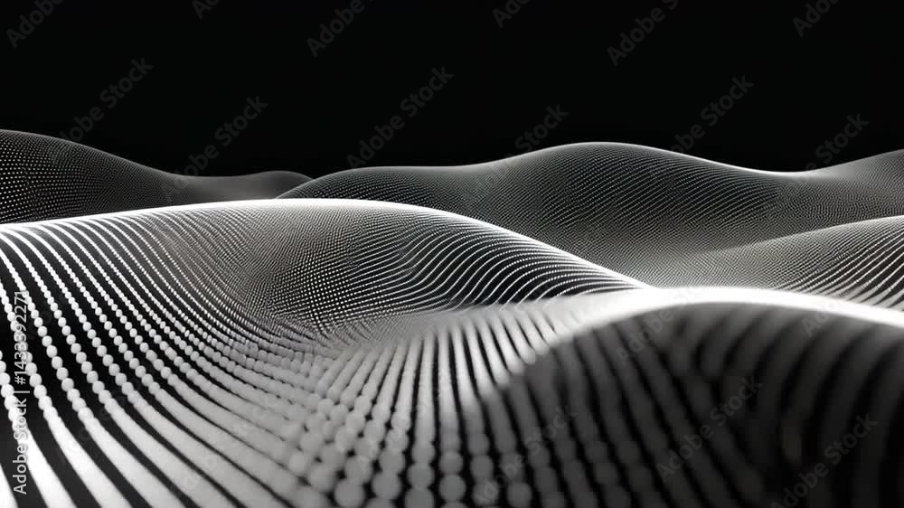 Poster abstract waves monochrome design of depth and movement, showcasing visual patterns of light and shad