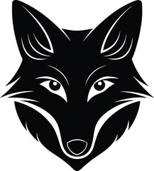 fox head icon black silhouette vector illustration on transparent background