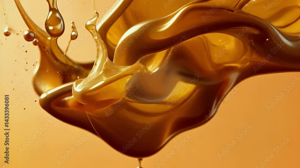 Aufkleber dynamic splash of liquid gold vibrant abstract motion of fluid texture and warm colors creating eye 