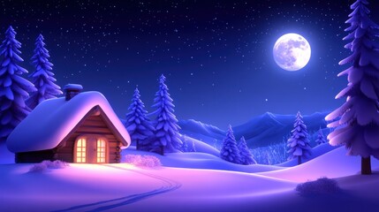 A Cozy Cabin in a Snowy Winter Wonderland