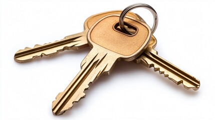 Professional Door Keys Isolated on White Background for Photography Projects