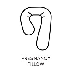 Pregnancy pillow icon symbolizing ergonomic support for pregnant women ideal for maternity sleep product promotions and wellness branding line icon in vector with editable stroke