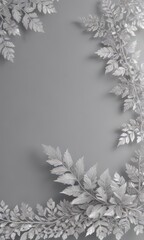 Obraz premium Shimmering silver leaf border with delicate lace details, elegant foliage design , artwork, filigree