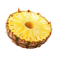 Juicy Pineapple Slice:  Fresh Tropical Fruit Half, Isolated on White