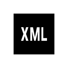 Modern Black XML Icon for Web Development, File Formats, Data Transfer, Coding Projects, and Tech Designs

