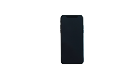 Smartphone displayed on a white background with no visible apps or content showcasing a modern, minimalist design