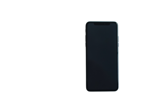 Smartphone displayed on a white background with no visible apps or content showcasing a modern, minimalist design