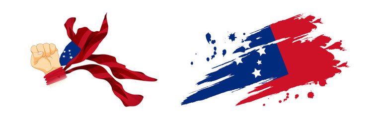 Vector illustration of Samoa flag composition on transparent background