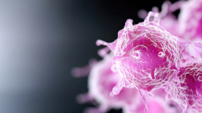 Close-up view of vibrant pink cells